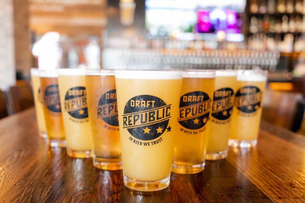 A lineup of refreshing draft beers makes the perfect companion for a night out enjoying food, drinks, and bowling in San Marcos.